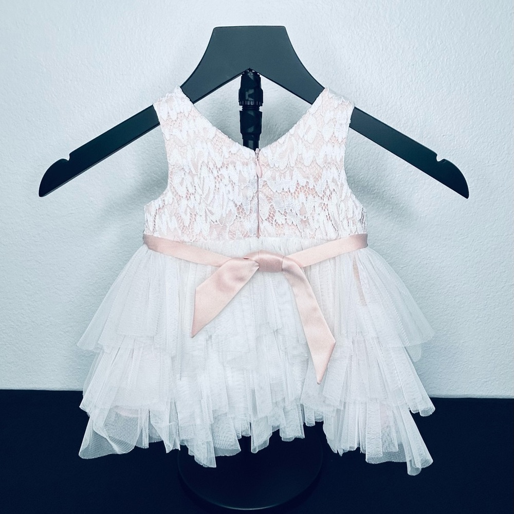 American Princess Pearl Rhinestones Pink Satin Dress - Picture 4 of 6